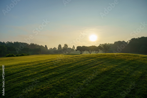 beautiful scenery golf course in the morning sun rising © SuperMoo Varavut