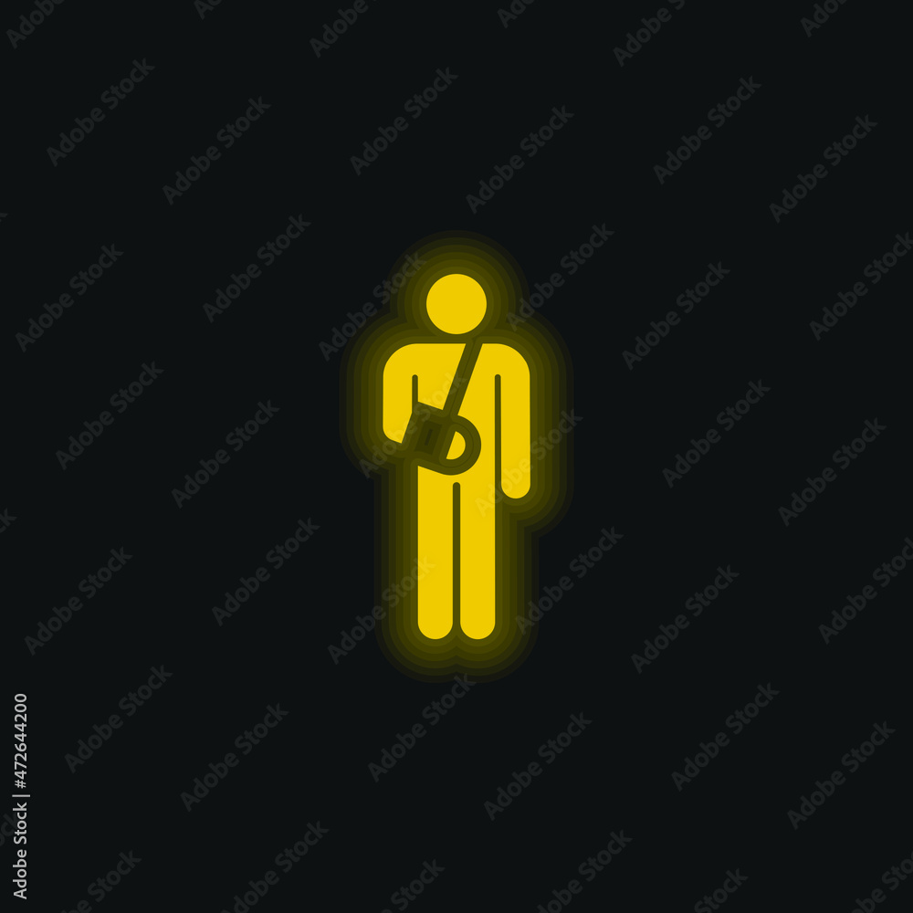 Accident yellow glowing neon icon Accident yellow glowing neon icon