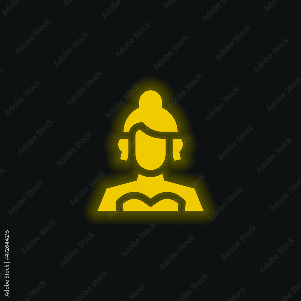 Actress yellow glowing neon icon Actress yellow glowing neon icon