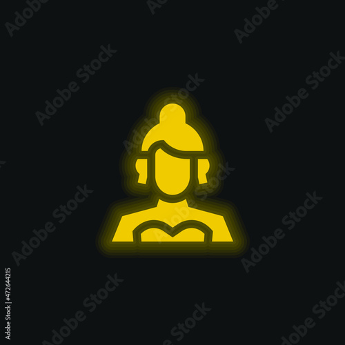 Actress yellow glowing neon icon