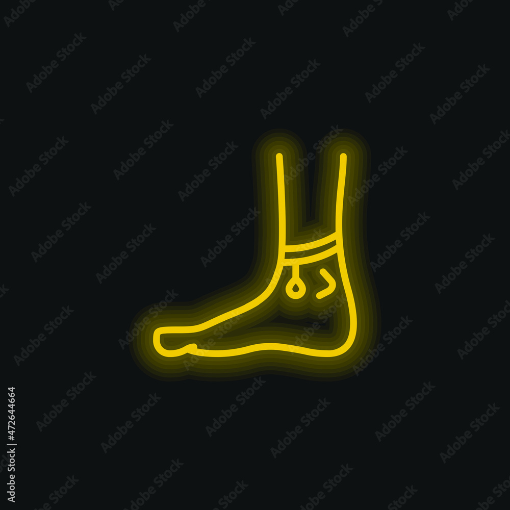 Ankle yellow glowing neon icon Ankle yellow glowing neon icon