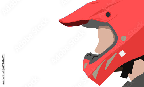 Profile of a motorcycle racer in a red helmet. Athlete motorcyclist. Head of a man in a protective helmet