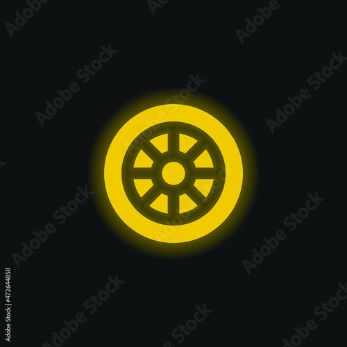 Alloy Wheel yellow glowing neon icon