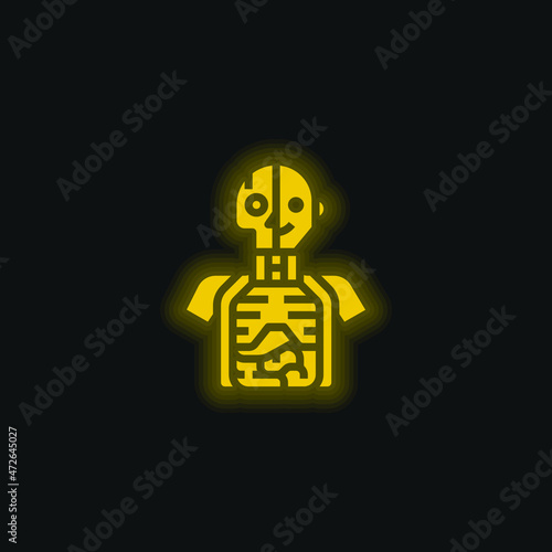 Anatomy yellow glowing neon icon