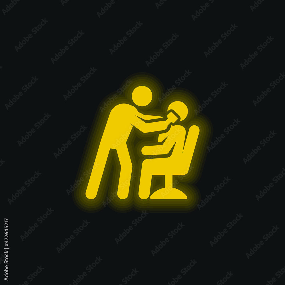 Barber yellow glowing neon icon Barber yellow glowing neon icon