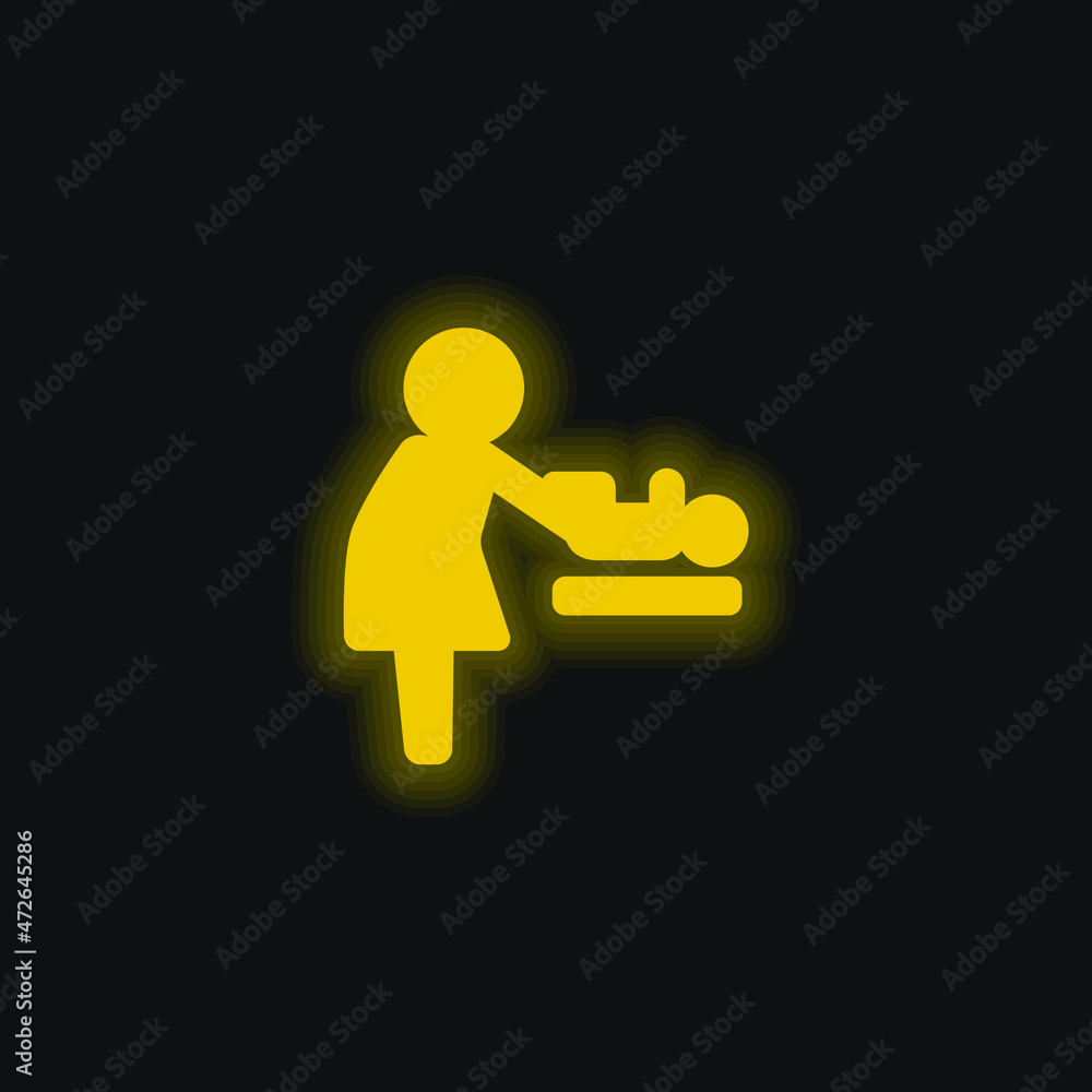 Baby Changer yellow glowing neon icon Baby Changer yellow glowing neon icon