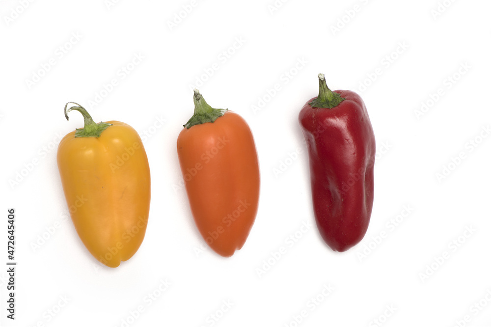 snack bell pepper pods isolated white background snack bell pepper pods isolated white background