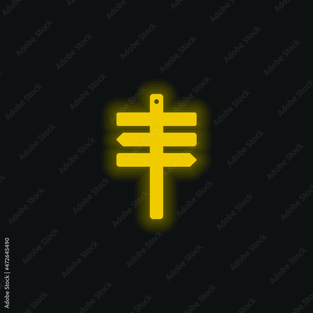 Beach Sign yellow glowing neon icon Beach Sign yellow glowing neon icon