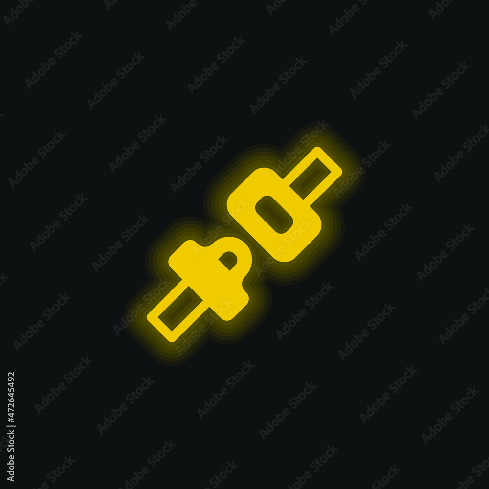 Airplane Security Belt yellow glowing neon icon Airplane Security Belt yellow glowing neon icon