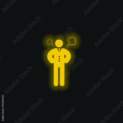 Angry Boss yellow glowing neon icon