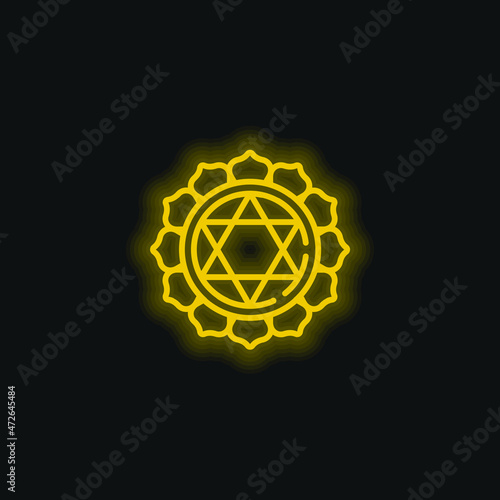 Anahata yellow glowing neon icon