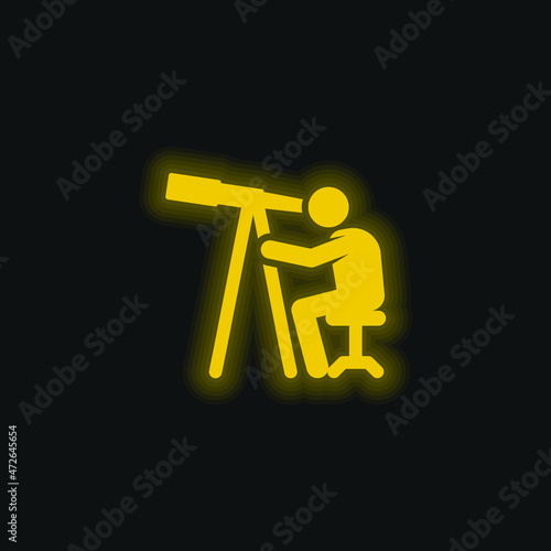 Astronomer yellow glowing neon icon