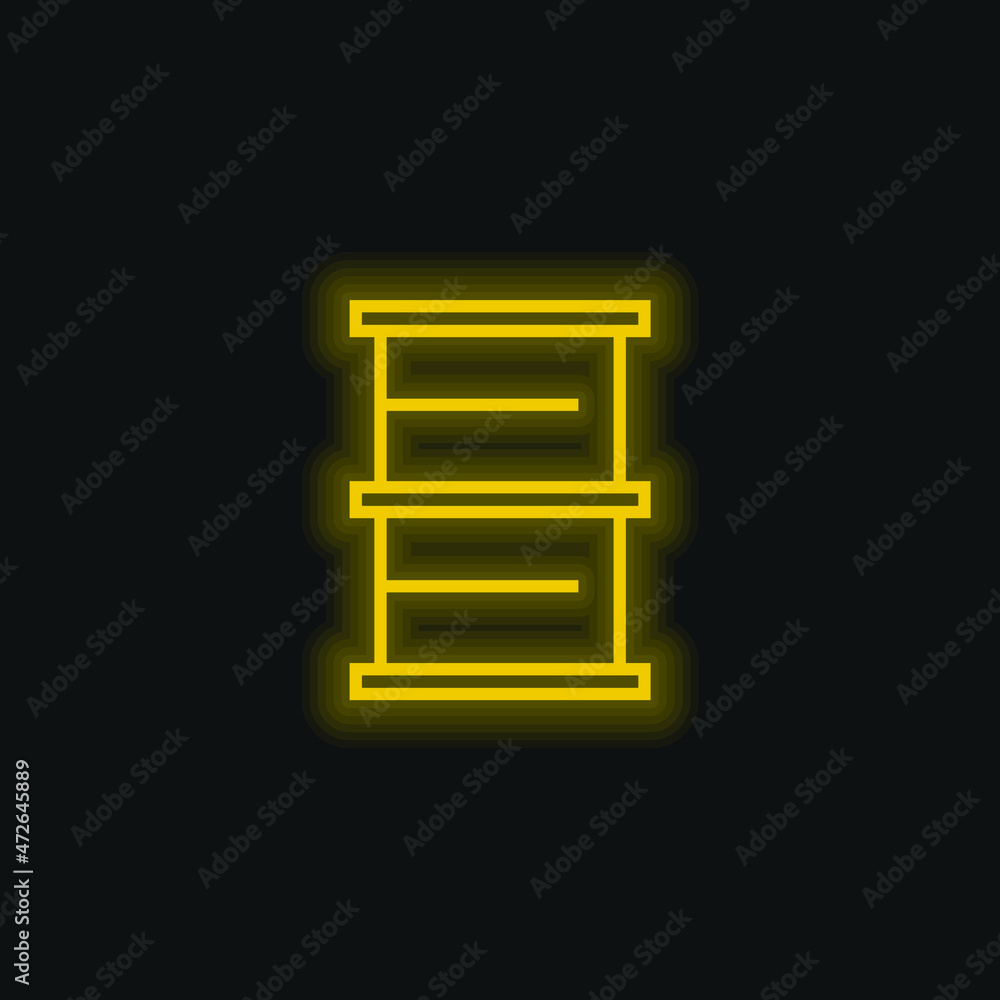Barrel yellow glowing neon icon Barrel yellow glowing neon icon