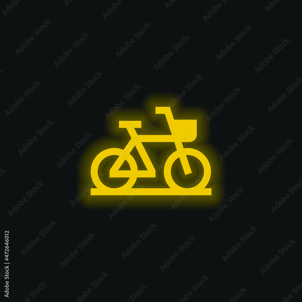 Bike yellow glowing neon icon Bike yellow glowing neon icon