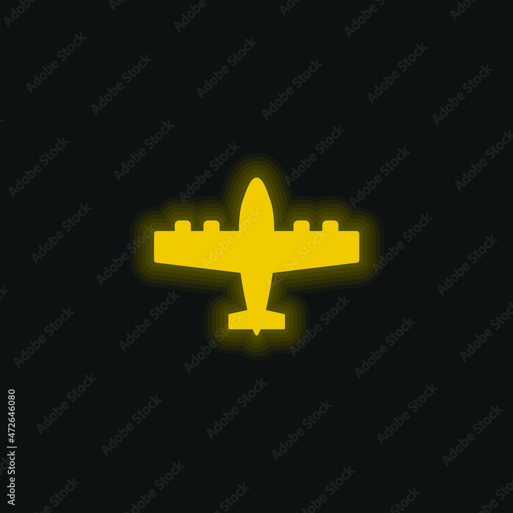 Obraz premium Bomber yellow glowing neon icon
