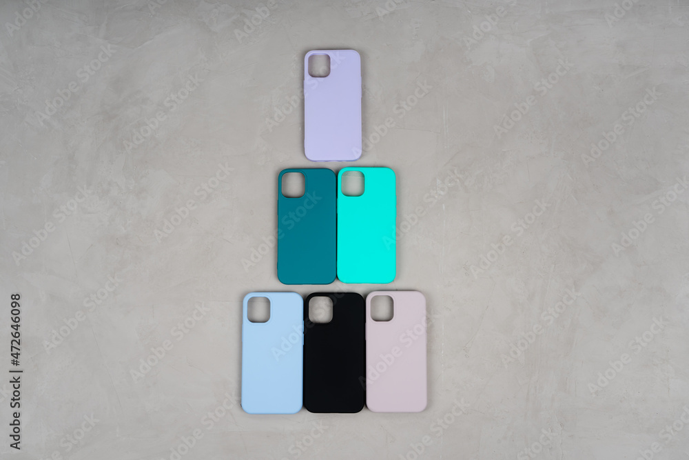 Obraz premium Christmas tree made of silicone cases for smartphone.