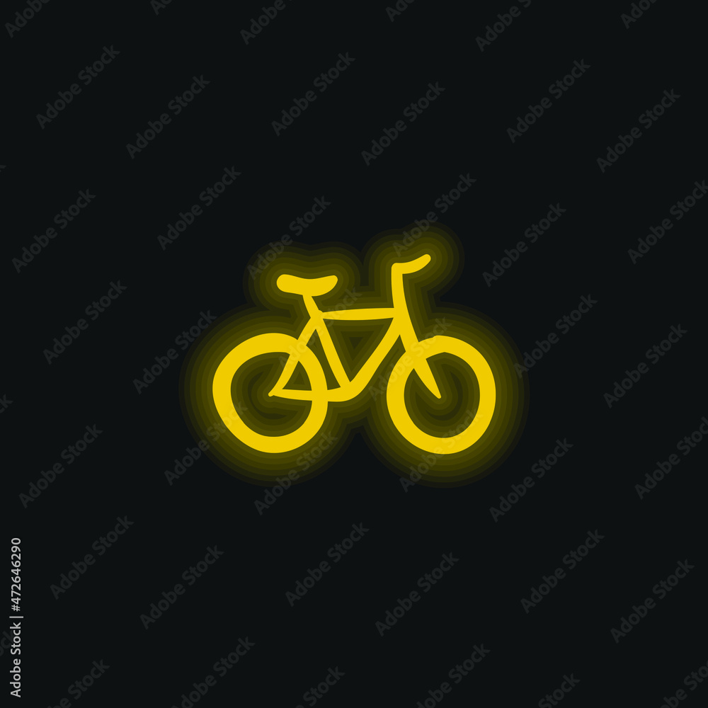 Bicycle Hand Drawn Ecological Transport yellow glowing neon icon Bicycle Hand Drawn Ecological Transport yellow glowing neon icon