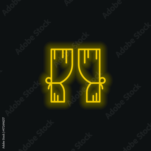 Blinds yellow glowing neon icon