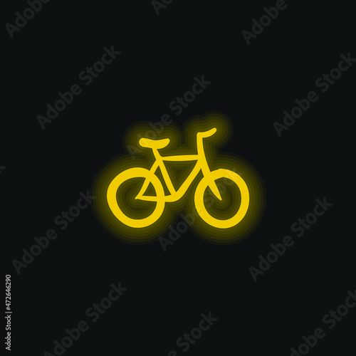 Bicycle Hand Drawn Ecological Transport yellow glowing neon icon
