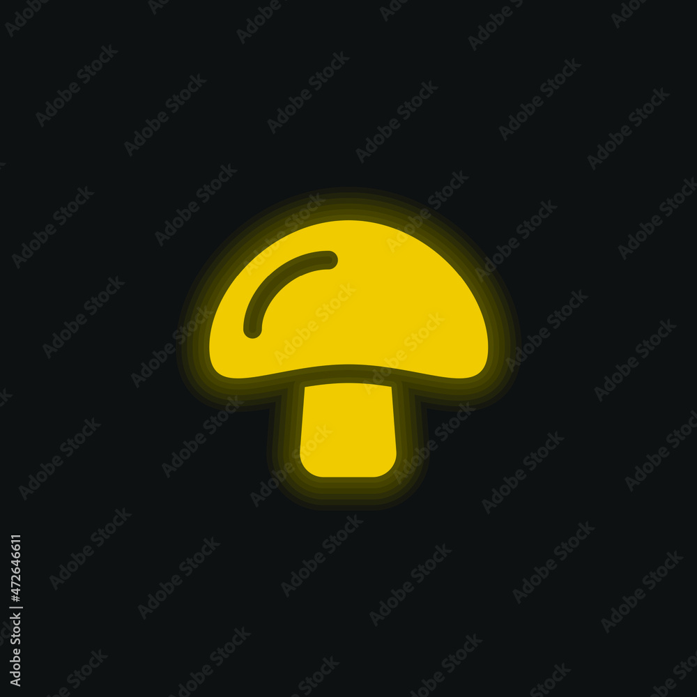 Big Mushroom yellow glowing neon icon Big Mushroom yellow glowing neon icon