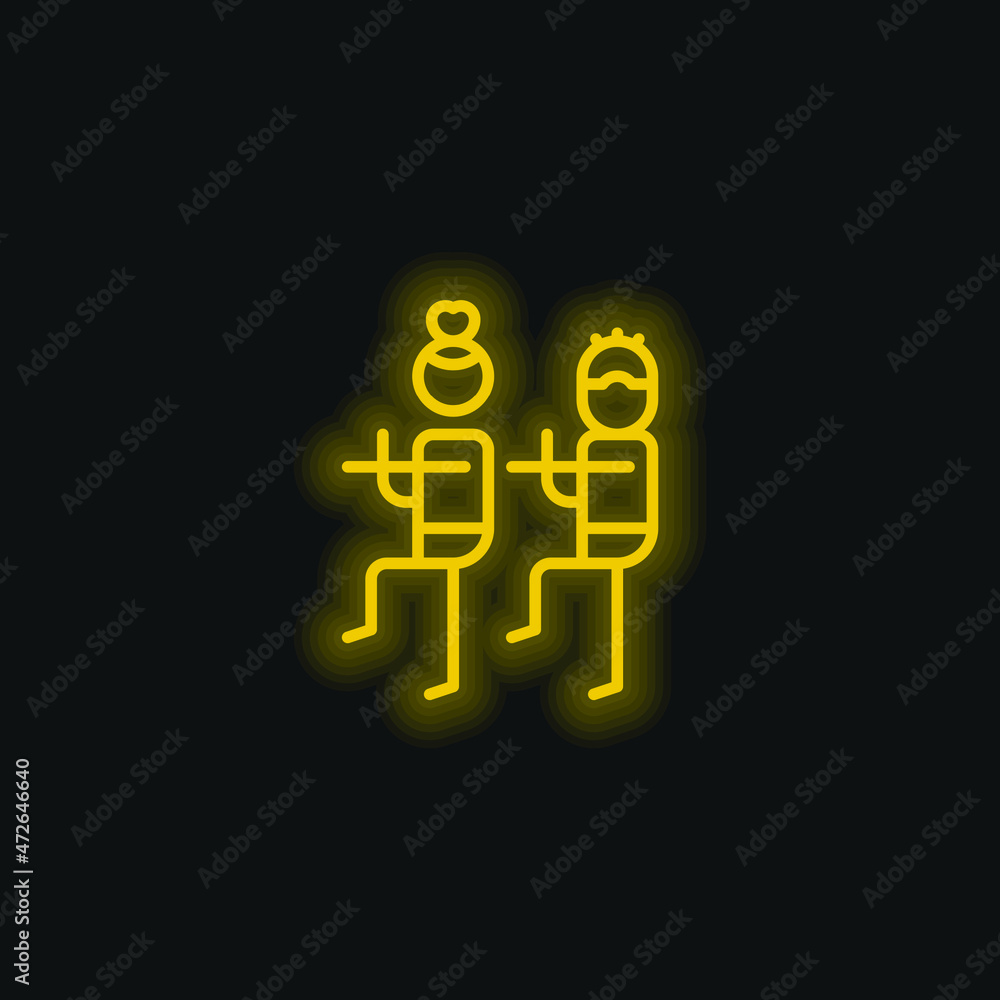 Bodycombat yellow glowing neon icon Bodycombat yellow glowing neon icon