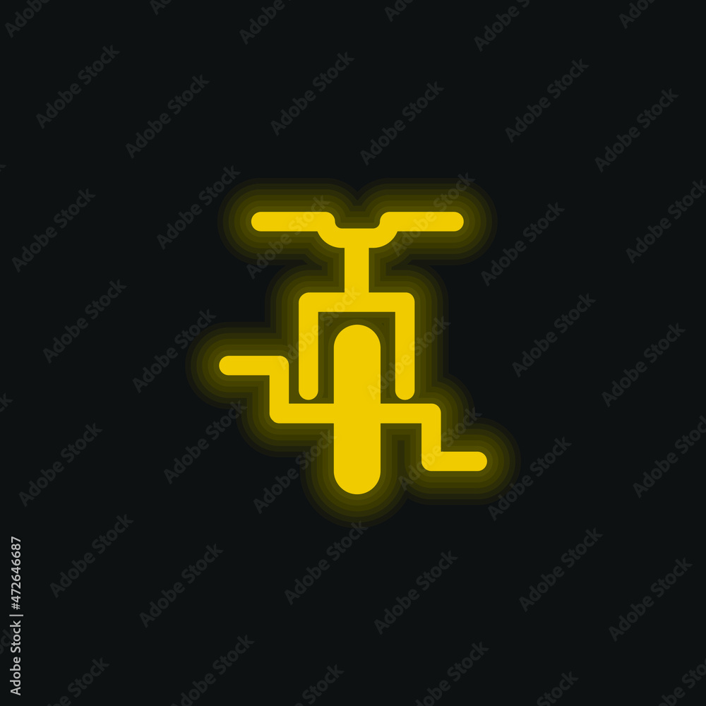 Bicycle yellow glowing neon icon Bicycle yellow glowing neon icon