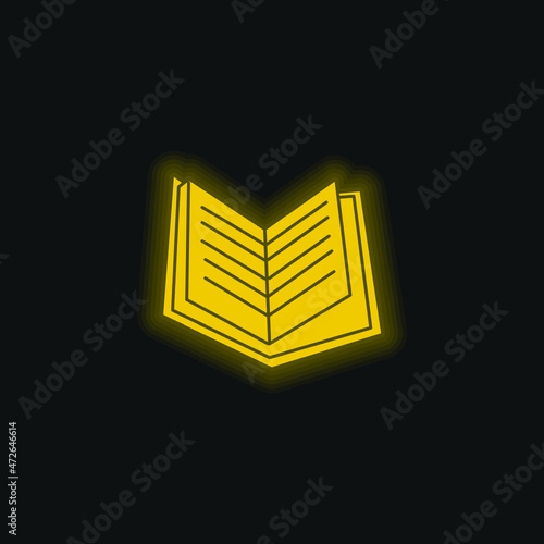 Book Black Opened Pages yellow glowing neon icon