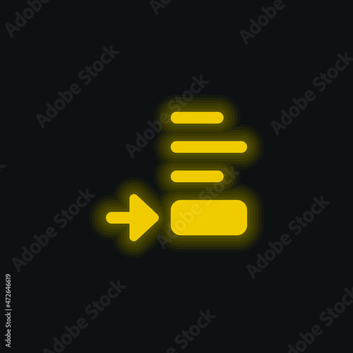 Bottom View yellow glowing neon icon