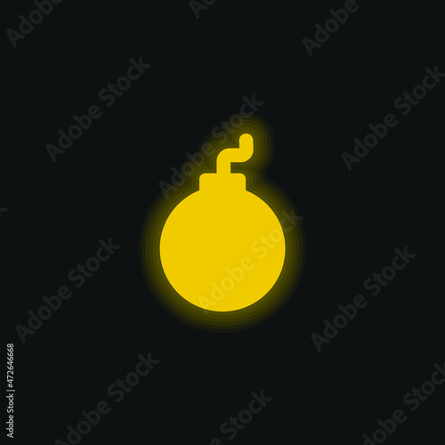 Bomb yellow glowing neon icon photo