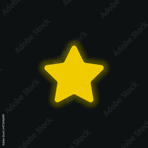 Big Favorite Star yellow glowing neon icon