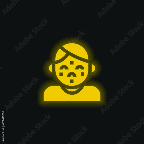 Acne yellow glowing neon icon
