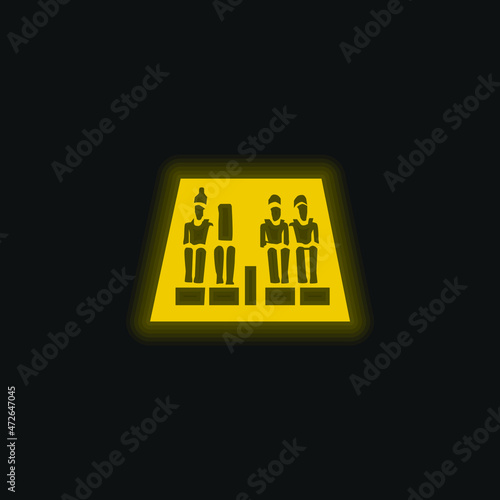 Abu Simbel yellow glowing neon icon