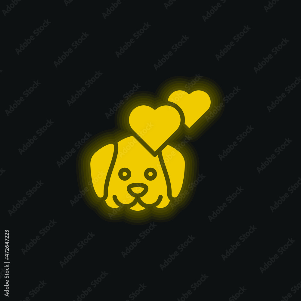 Animal Therapy yellow glowing neon icon Animal Therapy yellow glowing neon icon