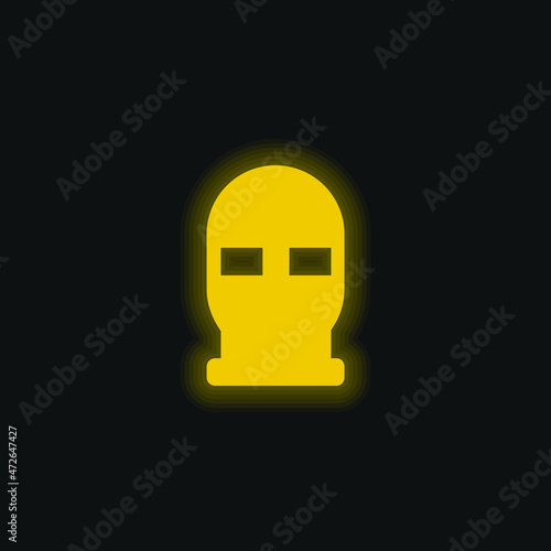 Balaclava yellow glowing neon icon