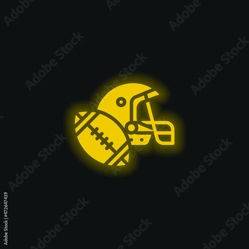 American Football yellow glowing neon icon