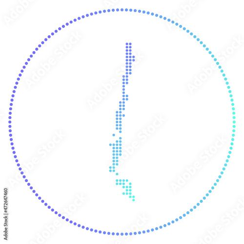 Chile digital badge. Dotted style map of Chile in circle. Tech icon of the country with gradiented dots. Elegant vector illustration.
