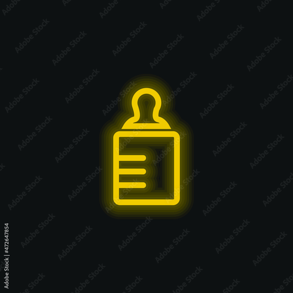Baby Bottle Outline yellow glowing neon icon Baby Bottle Outline yellow glowing neon icon