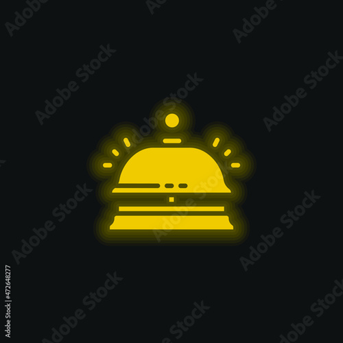 Bell yellow glowing neon icon