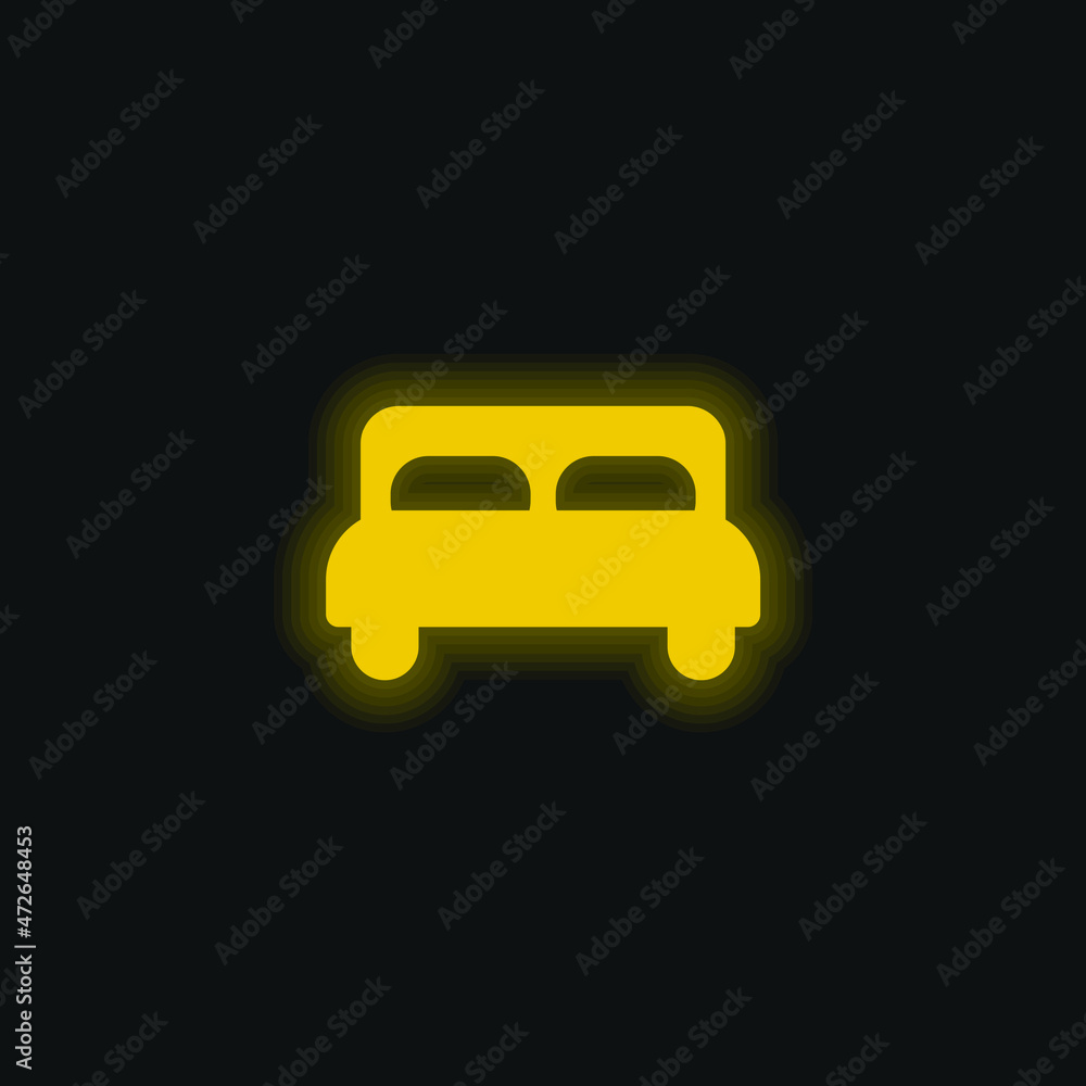 Bed yellow glowing neon icon