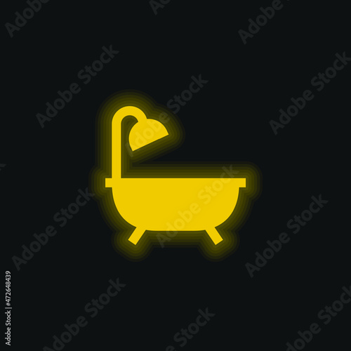 Bathtub yellow glowing neon icon