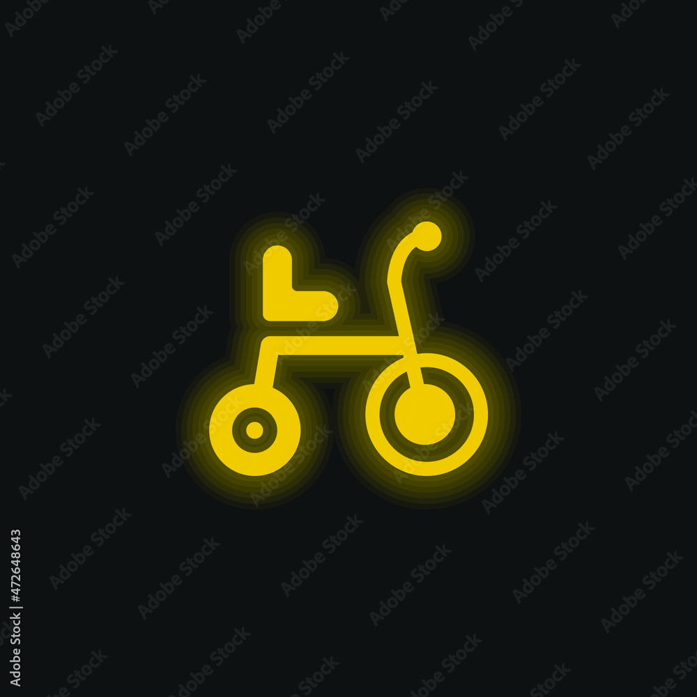 Bicycle yellow glowing neon icon Bicycle yellow glowing neon icon