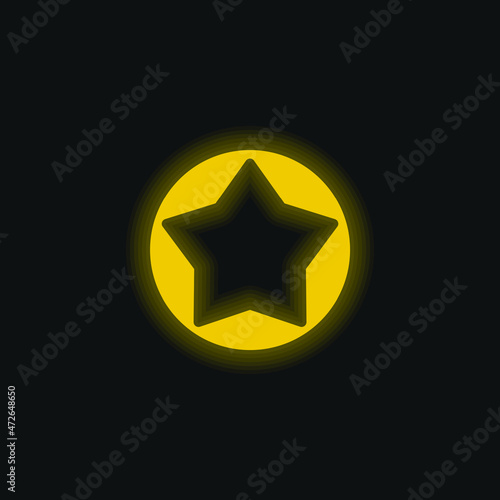 Big Star Button yellow glowing neon icon