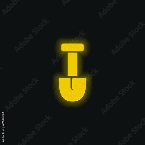 Big Shovel yellow glowing neon icon