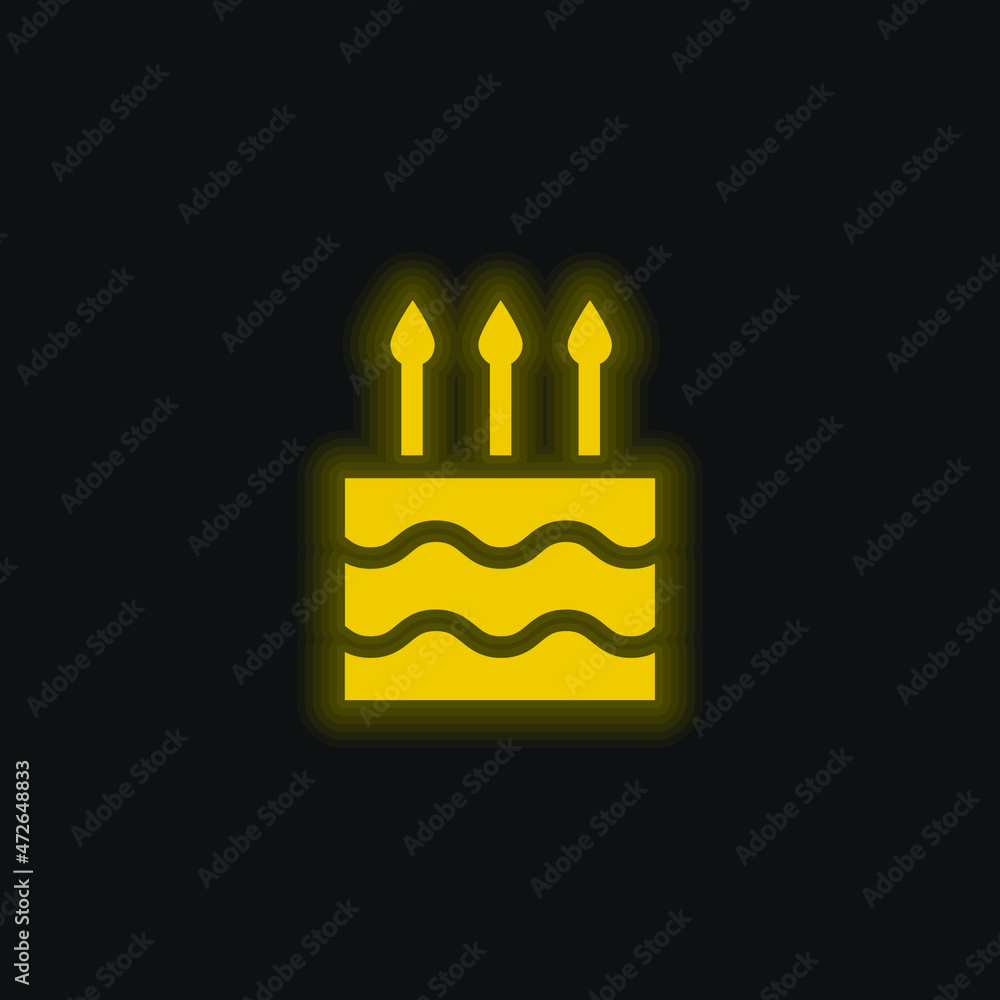 Birthday Cake yellow glowing neon icon Birthday Cake yellow glowing neon icon