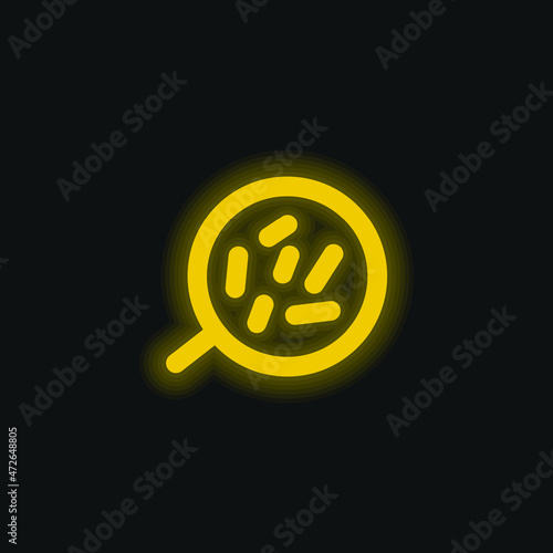 Body Cells Under A Magnification Tool yellow glowing neon icon