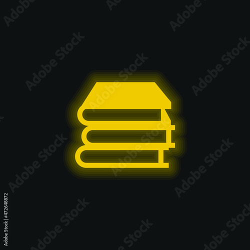 Books Stack yellow glowing neon icon