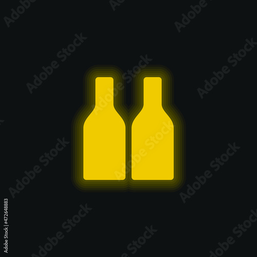 Bottle yellow glowing neon icon