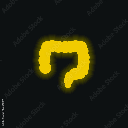 Big Intestines yellow glowing neon icon