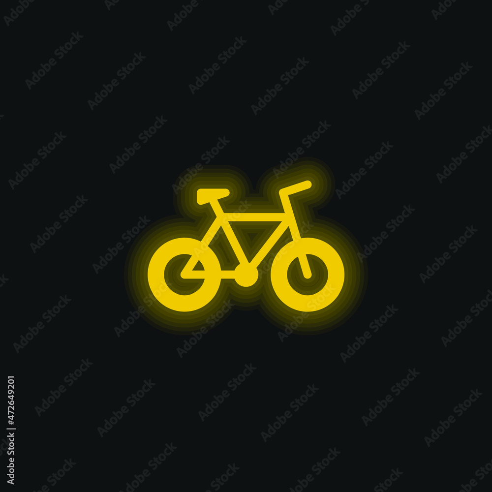 Bicycle yellow glowing neon icon Bicycle yellow glowing neon icon