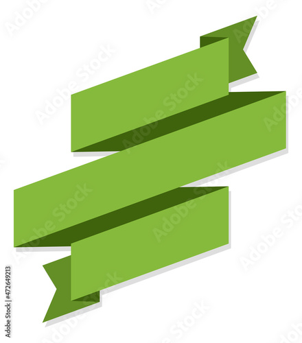 Zig zag green ribbon. Empty flag label